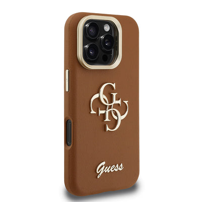 Apple iPhone 16 Pro Kılıf Guess Orjinal Lisanslı Grained Yazı Logolu Kamera Standlı Kapak Pembe