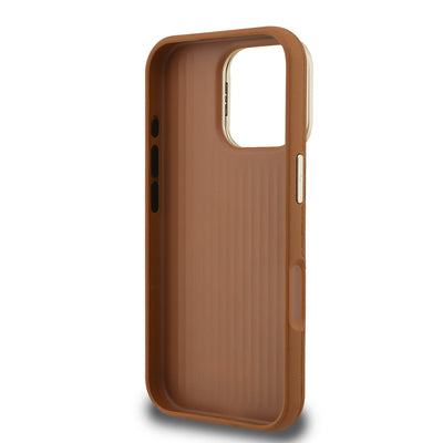 Apple iPhone 16 Pro Kılıf Guess Orjinal Lisanslı Grained Yazı Logolu Kamera Standlı Kapak Pembe
