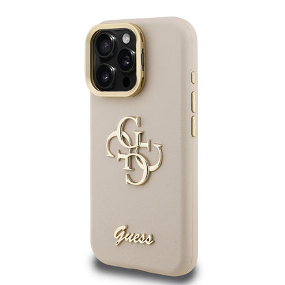 iPhone 16 Pro Kılıf Guess Orjinal Lisanslı Grained Yazı Logolu Kamera Standlı Kılıf