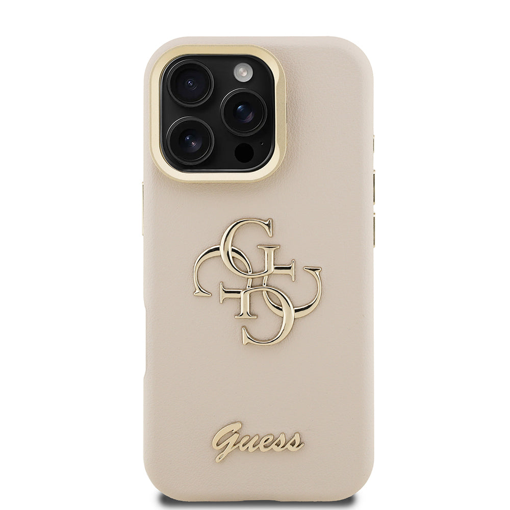 iPhone 16 Pro Kılıf Guess Orjinal Lisanslı Grained Yazı Logolu Kamera Standlı Kılıf