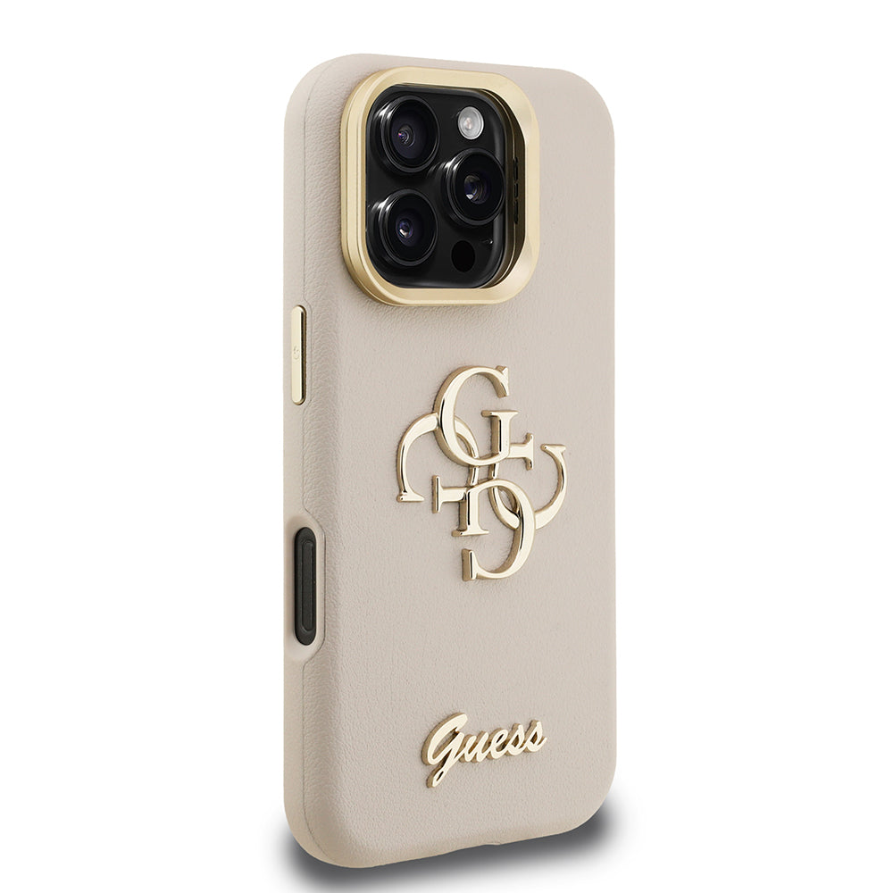 iPhone 16 Pro Kılıf Guess Orjinal Lisanslı Grained Yazı Logolu Kamera Standlı Kılıf