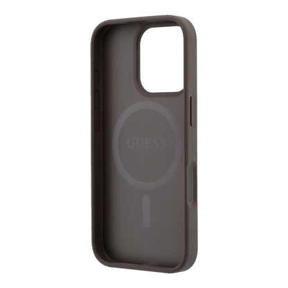 Apple iPhone 16 Pro Kılıf Guess Orjinal Lisanslı M-safe Kabartmalı 4G Desenli Yazı Logolu Kapak