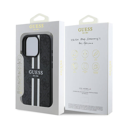 iPhone 16 Pro Kılıf Guess Orjinal Lisanslı M-safe Şarj Özellikli 4G Şerit Tasarımlı Printed Kılıf