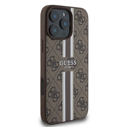 iPhone 16 Pro Kılıf Guess Orjinal Lisanslı M-safe Şarj Özellikli 4G Şerit Tasarımlı Printed Kılıf
