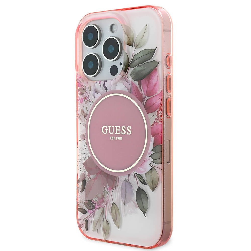 iPhone 16 Pro Kılıf Guess Orjinal Lisanslı M-safe Şarj Özellikli Flower Tonal Circle Kılıf