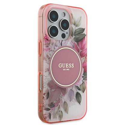 iPhone 16 Pro Kılıf Guess Orjinal Lisanslı M-safe Şarj Özellikli Flower Tonal Circle Kılıf