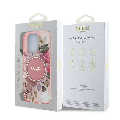 iPhone 16 Pro Kılıf Guess Orjinal Lisanslı M-safe Şarj Özellikli Flower Tonal Circle Kılıf