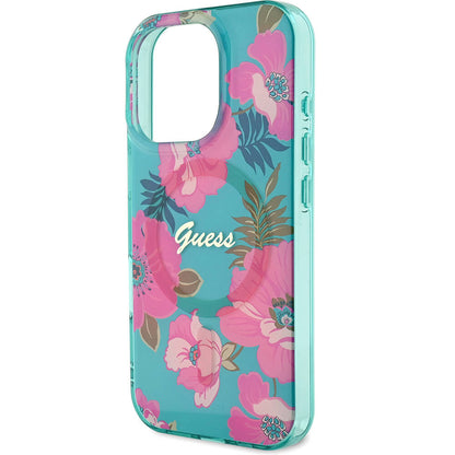 iPhone 16 Pro Kılıf Guess Orjinal Lisanslı M-safe Şarj Özellikli Flower Tone On Tone Ring Kılıf