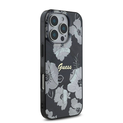 iPhone 16 Pro Kılıf Guess Orjinal Lisanslı M-safe Şarj Özellikli Flower Tone On Tone Ring Kılıf
