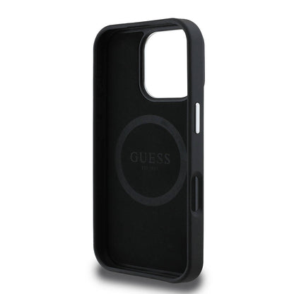 iPhone 16 Pro Kılıf Guess Orjinal Lisanslı M-safe Şarj Özellikli Grained Triangle Kılıf