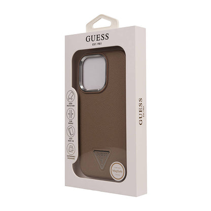 iPhone 16 Pro Kılıf Guess Orjinal Lisanslı M-safe Şarj Özellikli Grained Triangle Kılıf
