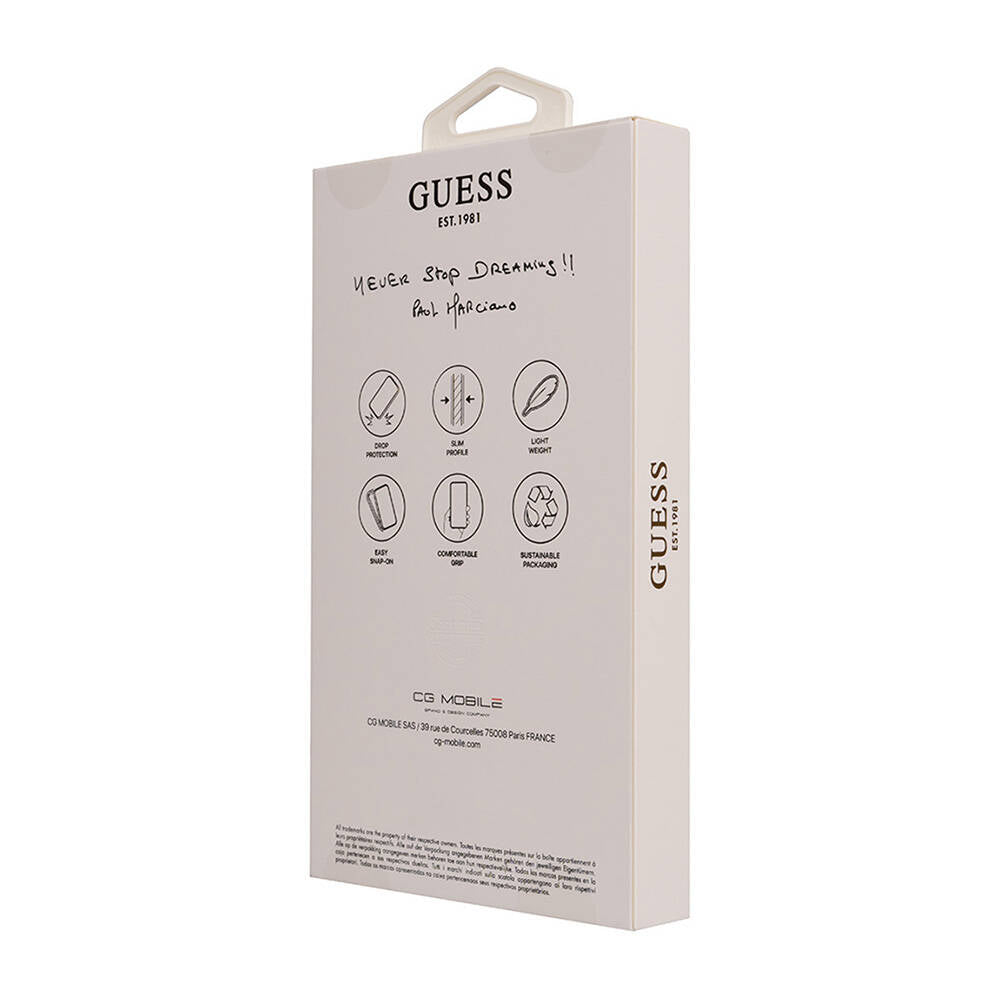 Apple iPhone 16 Pro Kılıf Guess Orjinal Lisanslı Magsafe Şarj Özellikli Grained Triangle Kapak Kahverengi