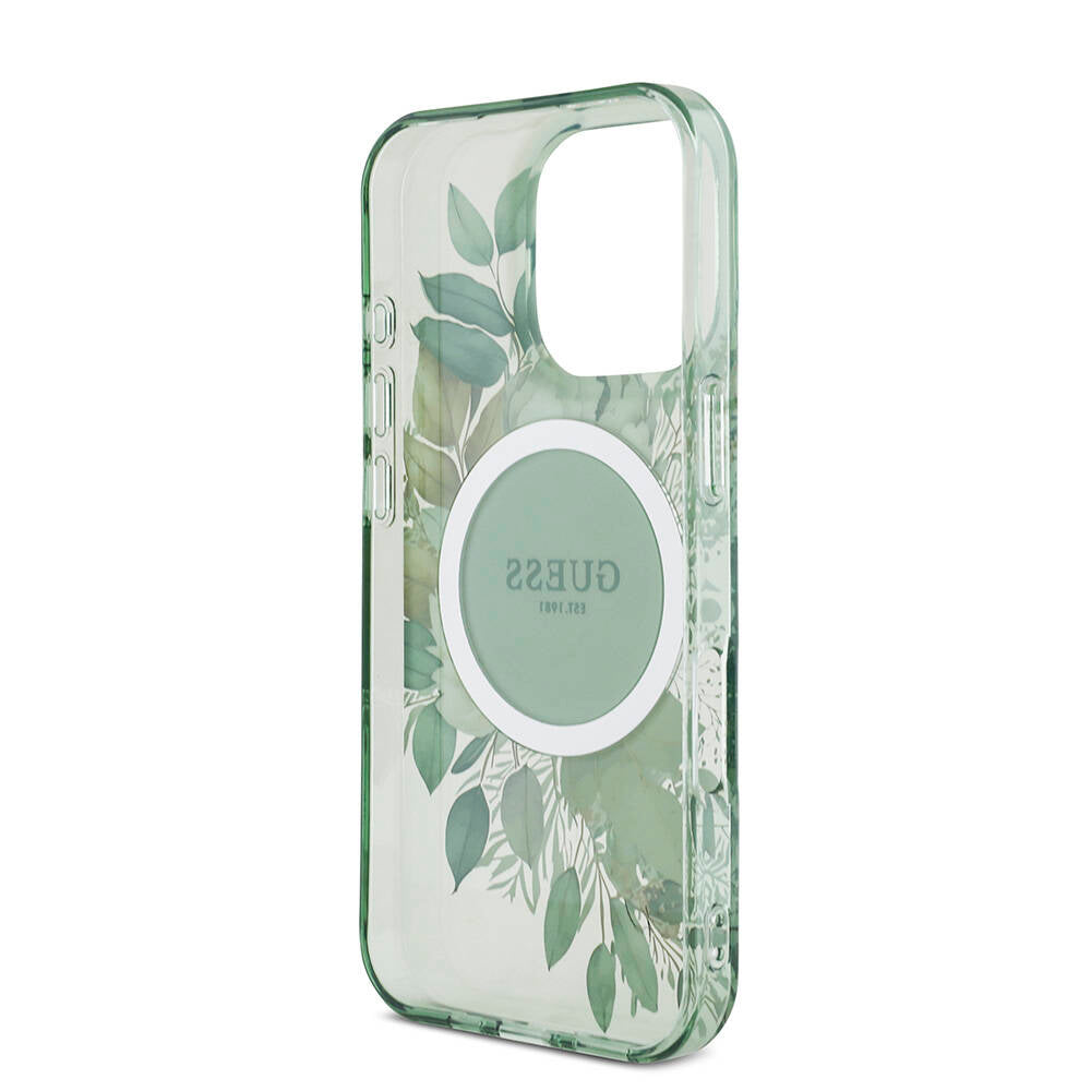 iPhone 16 Pro Kılıf Guess Orjinal Lisanslı M-safe Şarj Özellikli IML Baskılı Çiçek İnci Bileklikli Kılıf