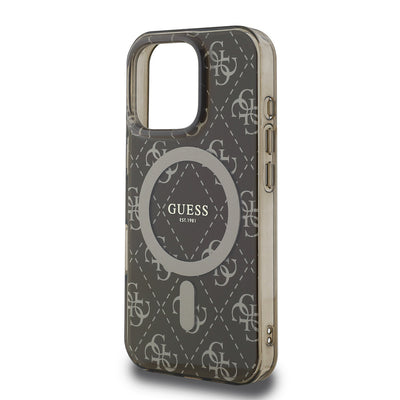 Apple iPhone 16 Pro Kılıf Guess Orjinal Lisanslı Magsafe Şarj Özellikli IML Baskılı Klasik Logolu 4G Desenli Kapak Pembe