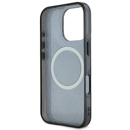 iPhone 16 Pro Kılıf Guess Orjinal Lisanslı M-safe Şarj Özellikli IML Peony ve 4G Desenli Klasik Logolu Kılıf