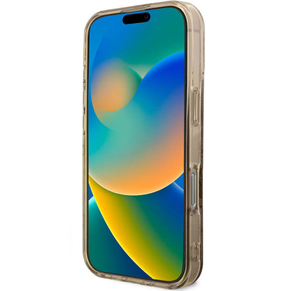 iPhone 16 Pro Kılıf Guess Orjinal Lisanslı M-safe Şarj Özellikli IML Peony ve 4G Desenli Klasik Logolu Kılıf