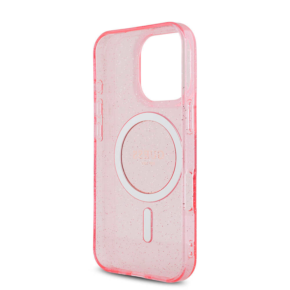 iPhone 16 Pro Kılıf Guess Orjinal Lisanslı M-safe Şarj Özellikli Simli Silikon İnci Bileklikli Kılıf