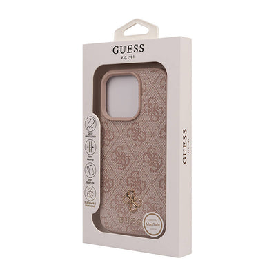 Apple iPhone 16 Pro Kılıf Guess Orjinal Lisanslı Magsafe Şarj Özellikli Small 4G Classic Kapak Pembe