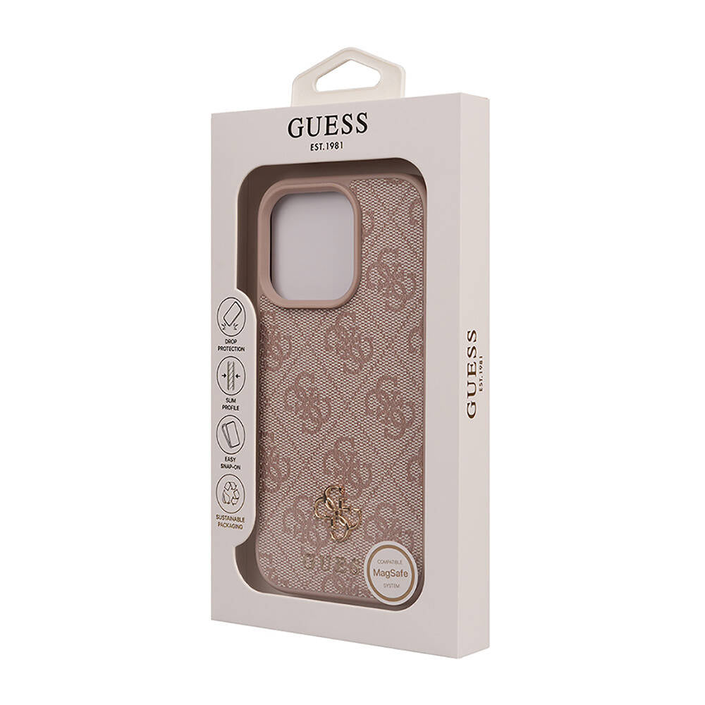 Apple iPhone 16 Pro Kılıf Guess Orjinal Lisanslı Magsafe Şarj Özellikli Small 4G Classic Kapak Kahverengi