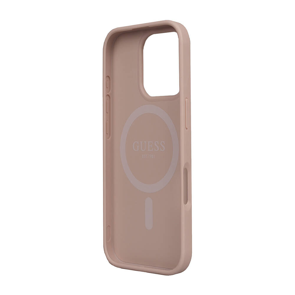 Apple iPhone 16 Pro Kılıf Guess Orjinal Lisanslı Magsafe Şarj Özellikli Small 4G Classic Kapak Kahverengi