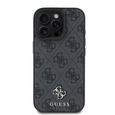 Apple iPhone 16 Pro Kılıf Guess Orjinal Lisanslı Magsafe Şarj Özellikli Small 4G Classic Kapak Kahverengi