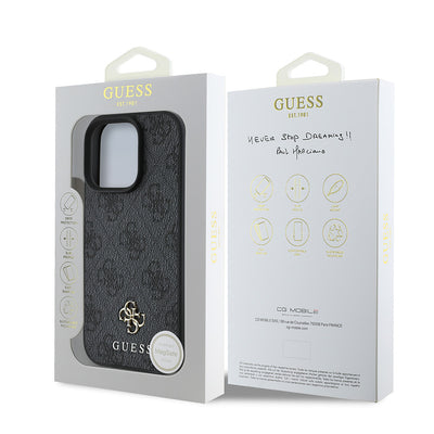 Apple iPhone 16 Pro Kılıf Guess Orjinal Lisanslı Magsafe Şarj Özellikli Small 4G Classic Kapak Kahverengi