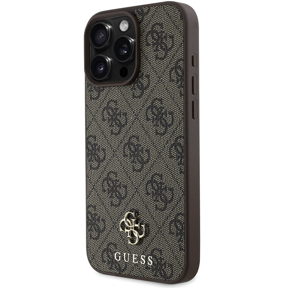 Apple iPhone 16 Pro Kılıf Guess Orjinal Lisanslı Magsafe Şarj Özellikli Small 4G Classic Kapak Kahverengi