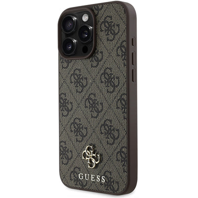 Apple iPhone 16 Pro Kılıf Guess Orjinal Lisanslı Magsafe Şarj Özellikli Small 4G Classic Kapak Kahverengi