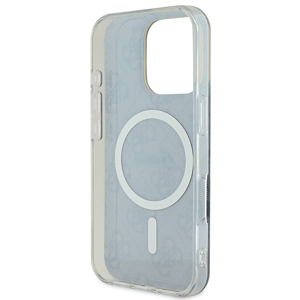 iPhone 16 Pro Kılıf Guess Orjinal Lisanslı M-safe Şarj Özellikli Yazı Logolu 4G Desenli Kılıf