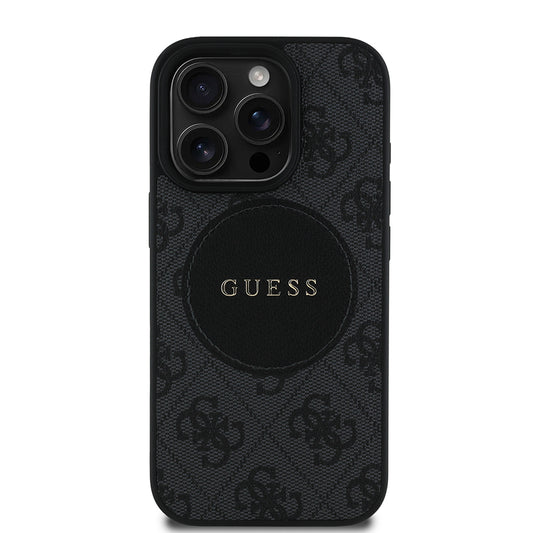 iPhone 16 Pro Kılıf Guess Orjinal Lisanslı M-safe Şarj Özellikli Yazı Logolu Circle Classic Kılıf