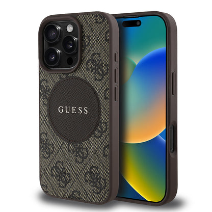iPhone 16 Pro Kılıf Guess Orjinal Lisanslı M-safe Şarj Özellikli Yazı Logolu Circle Classic Kılıf