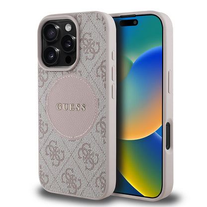 iPhone 16 Pro Kılıf Guess Orjinal Lisanslı M-safe Şarj Özellikli Yazı Logolu Circle Classic Kılıf