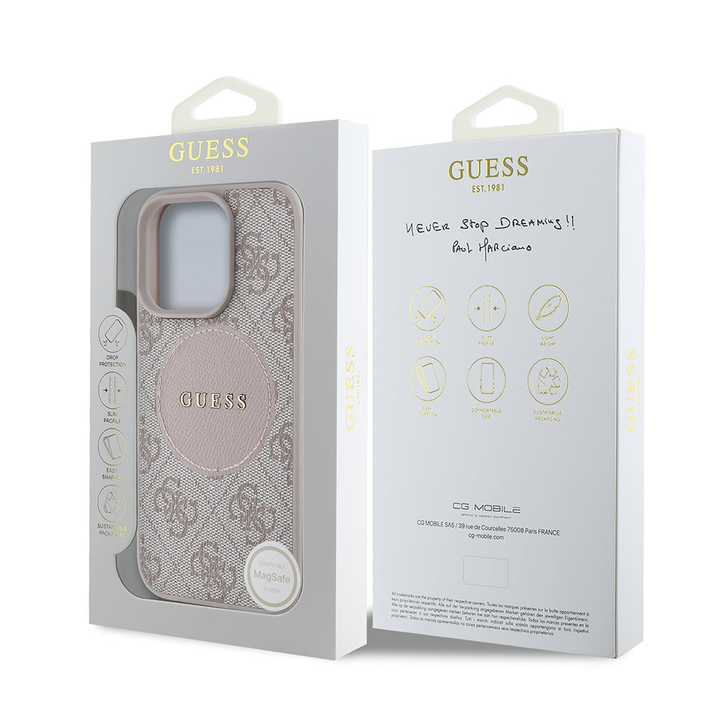 iPhone 16 Pro Kılıf Guess Orjinal Lisanslı M-safe Şarj Özellikli Yazı Logolu Circle Classic Kılıf