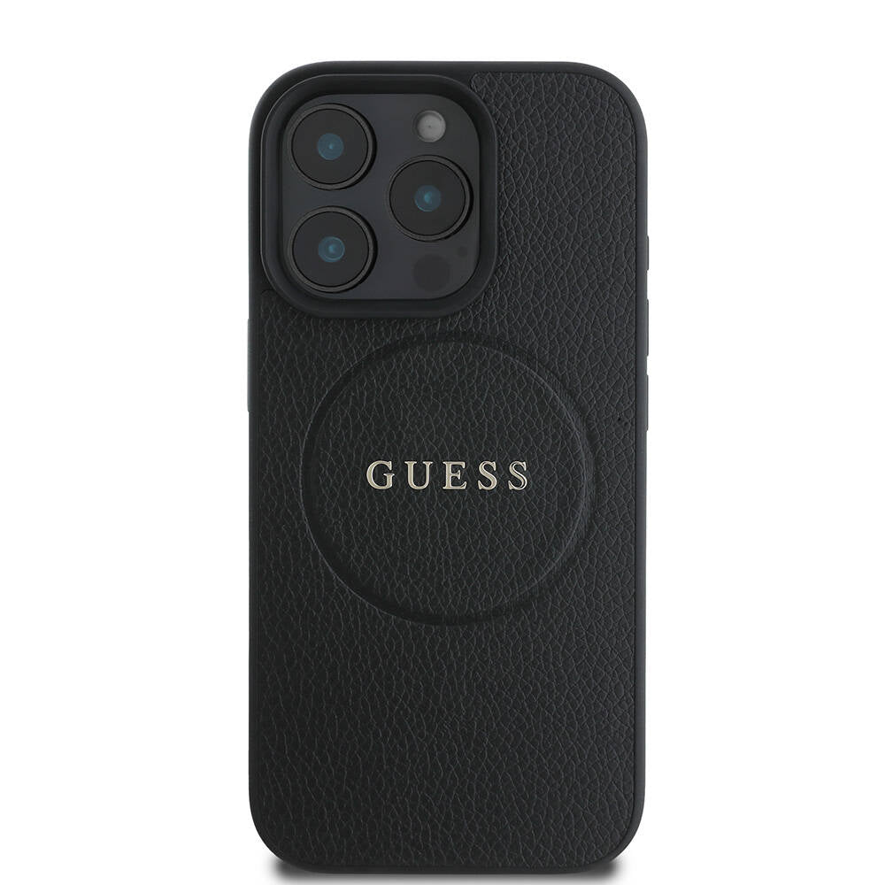 iPhone 16 Pro Kılıf Guess Orjinal Lisanslı M-safe Şarj Özellikli Yazı Logolu Grained Kılıf