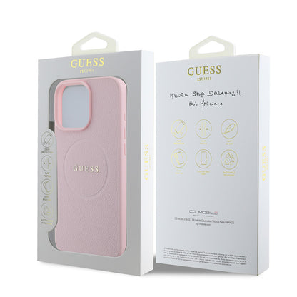iPhone 16 Pro Kılıf Guess Orjinal Lisanslı M-safe Şarj Özellikli Yazı Logolu Grained Kılıf