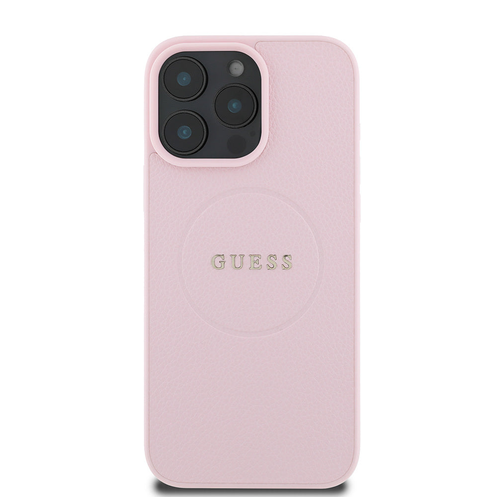 iPhone 16 Pro Kılıf Guess Orjinal Lisanslı M-safe Şarj Özellikli Yazı Logolu Grained Kılıf