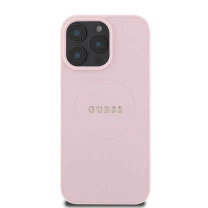 iPhone 16 Pro Kılıf Guess Orjinal Lisanslı M-safe Şarj Özellikli Yazı Logolu Grained Kılıf