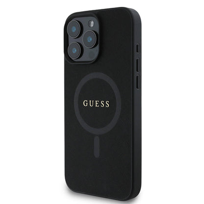 iPhone 16 Pro Kılıf Guess Orjinal Lisanslı M-safe Şarj Özellikli Yazı Logolu Saffiano Classic Kılıf