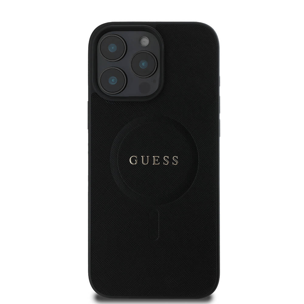 iPhone 16 Pro Kılıf Guess Orjinal Lisanslı M-safe Şarj Özellikli Yazı Logolu Saffiano Classic Kılıf