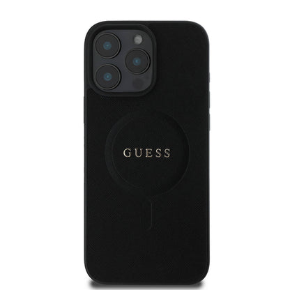 iPhone 16 Pro Kılıf Guess Orjinal Lisanslı M-safe Şarj Özellikli Yazı Logolu Saffiano Classic Kılıf