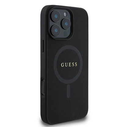 iPhone 16 Pro Kılıf Guess Orjinal Lisanslı M-safe Şarj Özellikli Yazı Logolu Saffiano Classic Kılıf