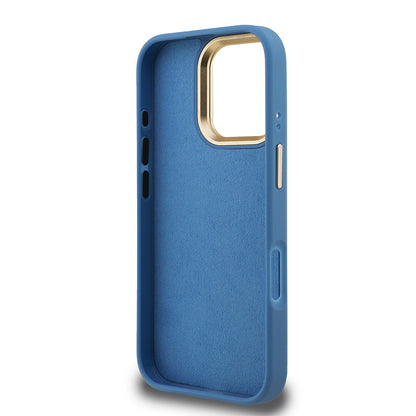 iPhone 16 Pro Kılıf Guess Orjinal Lisanslı PU Deri 4G Desenli Metal Büyük 4G ve Yazı Logolu Kamera Standlı Kılıf