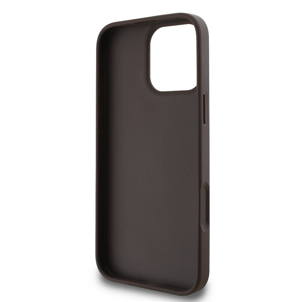 iPhone 16 Pro Kılıf Guess Orjinal Lisanslı PU Deri 4G Desenli Metal Büyük 4G ve Yazı Logolu Kılıf