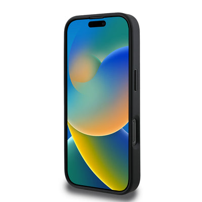 Apple iPhone 16 Pro Kılıf Guess Orjinal Lisanslı PU Deri Şerit Logo Dizaynlı Kapak Kahverengi