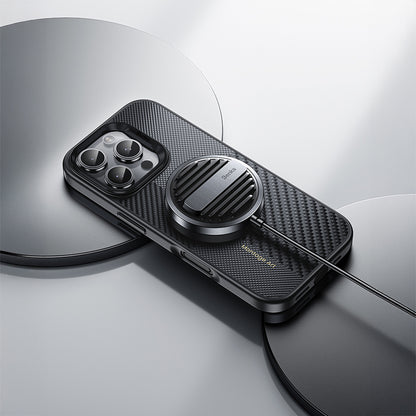 iPhone 16 Pro Kılıf Karbon Fiber M-safe Şarj Özellikli Kamera Kontrol Butonlu Benks Hybrid ArmorPro Montage Kevlar Kılıf
