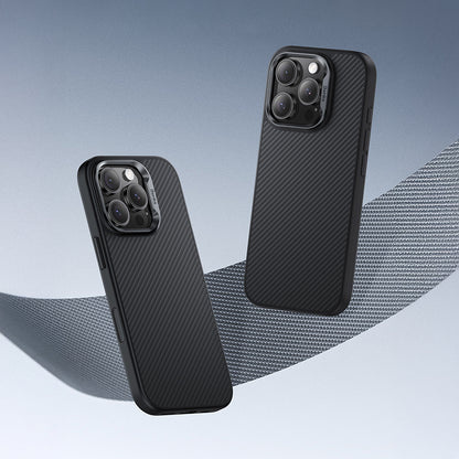 iPhone 16 Pro Kılıf Karbon Fiber M-safe Şarj Özellikli Kamerra Kontrol Butonlu Benks Hybrid ArmorPro 600D Kevlar Kılıf