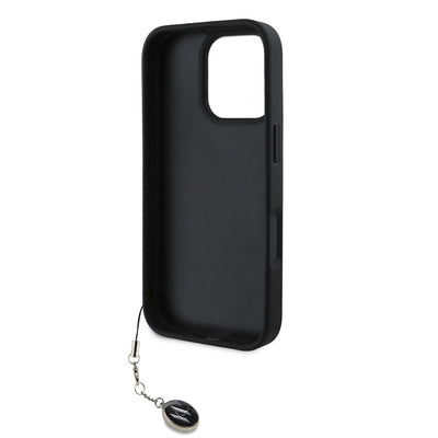 Apple iPhone 16 Pro Kılıf Karl Lagerfeld Orjinal Lisanslı Anahtarlıklı Taşlı KL Yazılı Saffiano Rhinestones Kapak Pembe