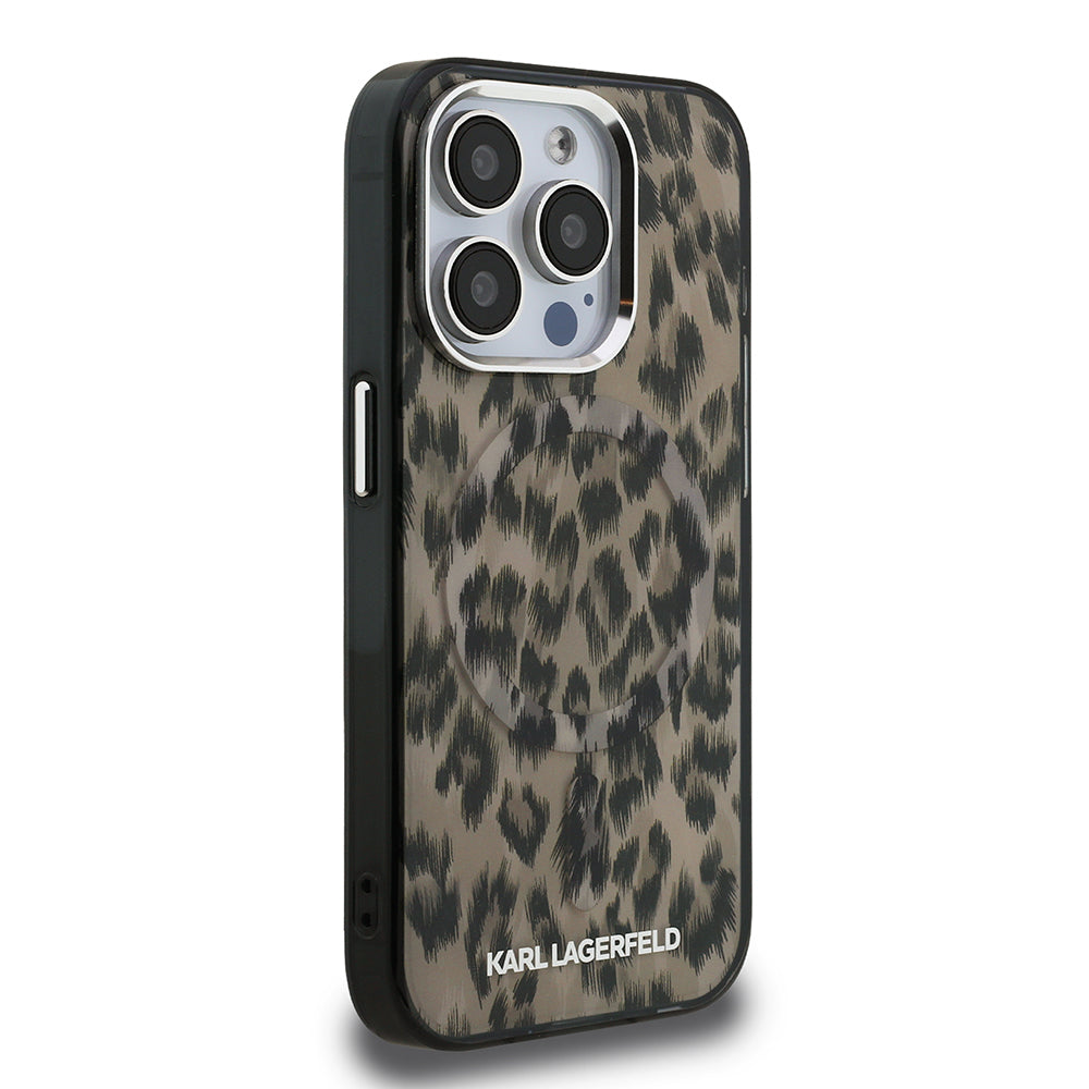 iPhone 16 Pro Kılıf Karl Lagerfeld Orjinal Lisanslı IML Leopar Baskılı Kılıf