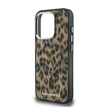 iPhone 16 Pro Kılıf Karl Lagerfeld Orjinal Lisanslı IML Leopar Baskılı Kılıf