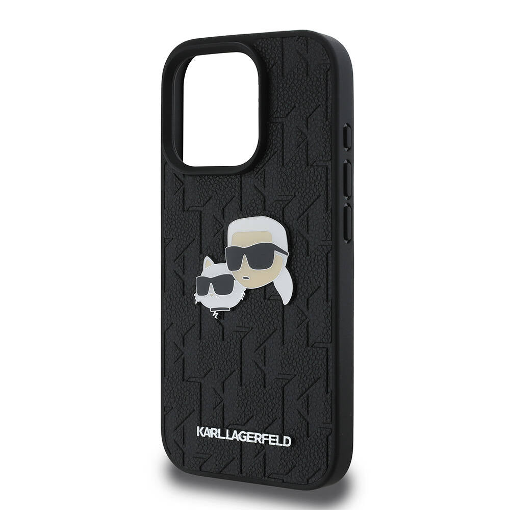 Apple iPhone 16 Pro Kılıf Karl Lagerfeld Orjinal Lisanslı K&C Heads Monogram Pin Kapak